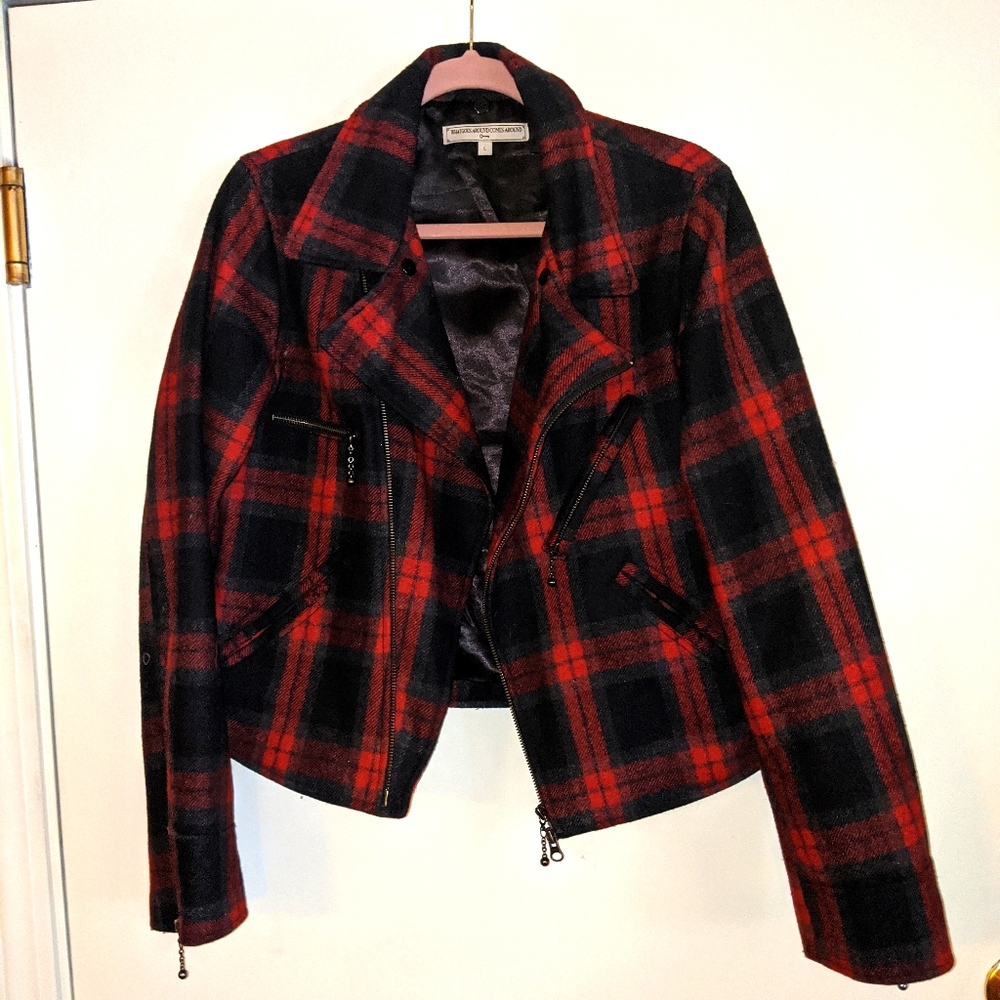 Buffalo Plaid Jacket with Metal Hardware